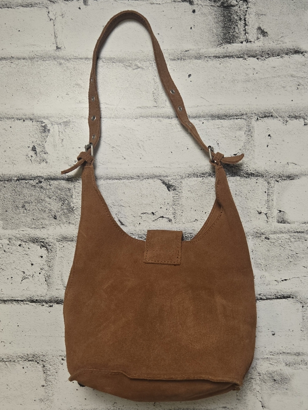 Vintage 2002 GAP Brown Suede Hobo Bag Y2K Minimalist Shoulder Bag - Picture 3 of 15
